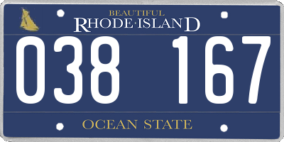 RI license plate 038167