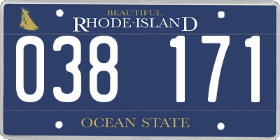RI license plate 038171