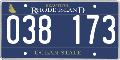 RI license plate 038173