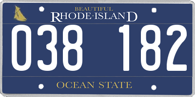 RI license plate 038182