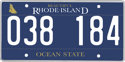 RI license plate 038184