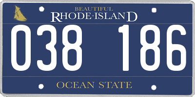 RI license plate 038186