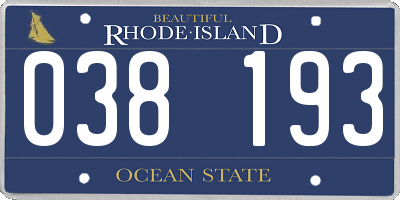 RI license plate 038193