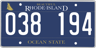 RI license plate 038194