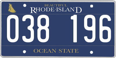 RI license plate 038196