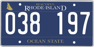 RI license plate 038197