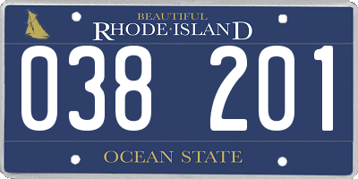 RI license plate 038201