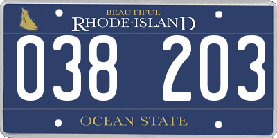 RI license plate 038203