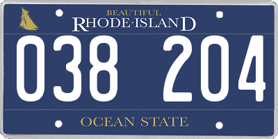RI license plate 038204