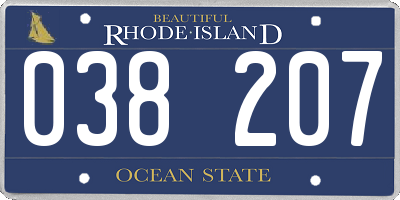 RI license plate 038207
