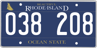 RI license plate 038208