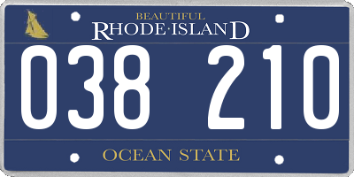 RI license plate 038210