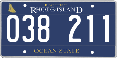RI license plate 038211