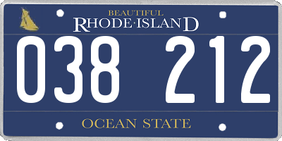 RI license plate 038212