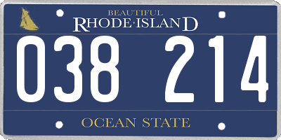 RI license plate 038214