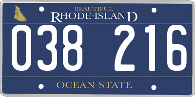 RI license plate 038216