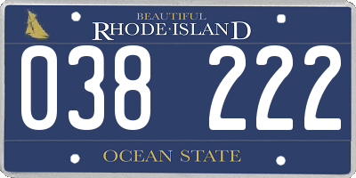 RI license plate 038222