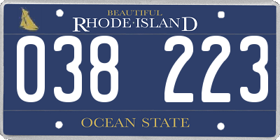 RI license plate 038223