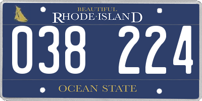 RI license plate 038224