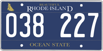 RI license plate 038227