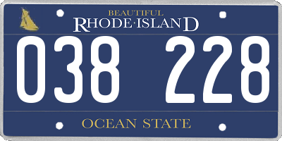 RI license plate 038228
