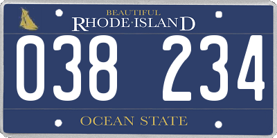 RI license plate 038234