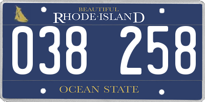 RI license plate 038258
