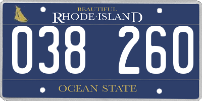 RI license plate 038260