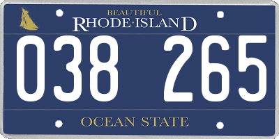 RI license plate 038265