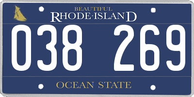 RI license plate 038269