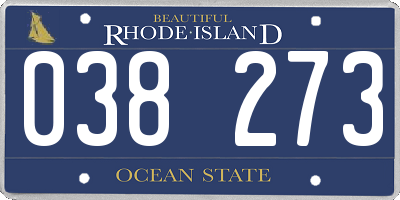 RI license plate 038273