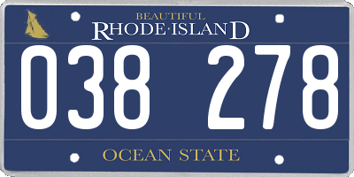 RI license plate 038278