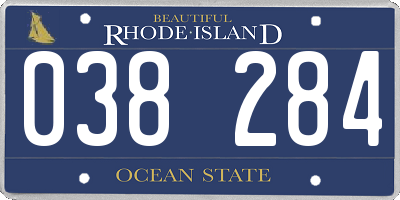 RI license plate 038284