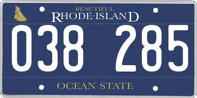 RI license plate 038285