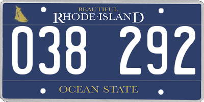 RI license plate 038292