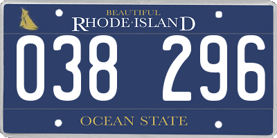 RI license plate 038296