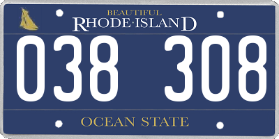 RI license plate 038308