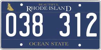 RI license plate 038312