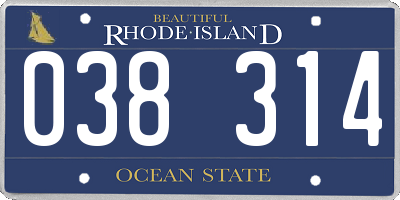 RI license plate 038314