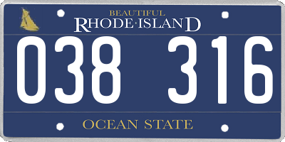 RI license plate 038316