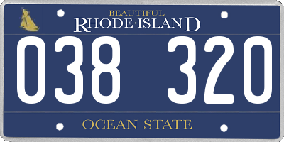 RI license plate 038320