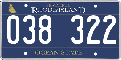 RI license plate 038322