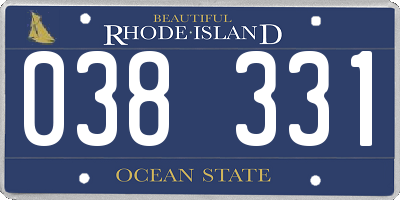 RI license plate 038331