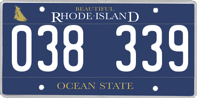 RI license plate 038339