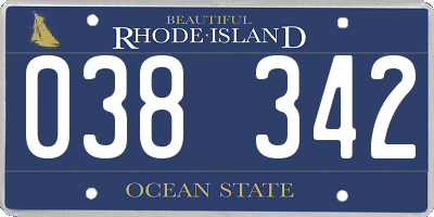 RI license plate 038342