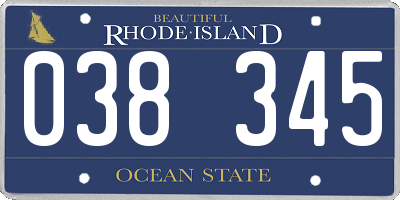 RI license plate 038345