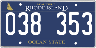 RI license plate 038353