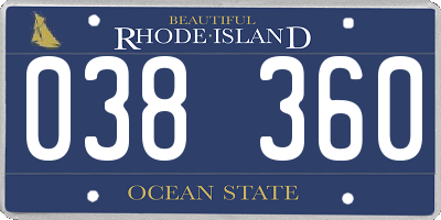 RI license plate 038360