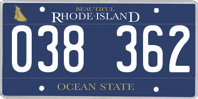 RI license plate 038362