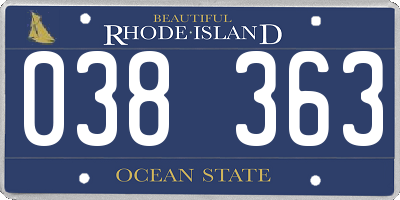 RI license plate 038363